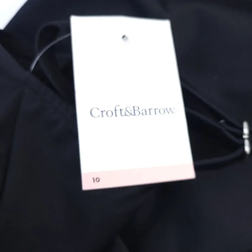 New Croft & Barrow One Piece Swimsuit Sz 10 Purple, Black Scalloped Bathing Suit
